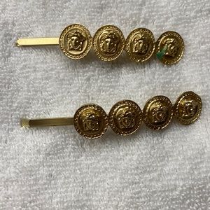 Gold Medusa hair pins set of two